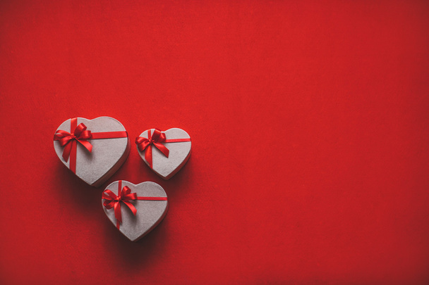 Gifts heart with red ribbon space for text. - Foto, immagini