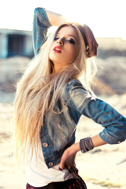 portrait of young pretty sensual blonde - Фото, изображение