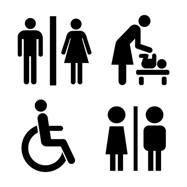 Vector restroom icons: lady, man, child and disability - Vector, Image