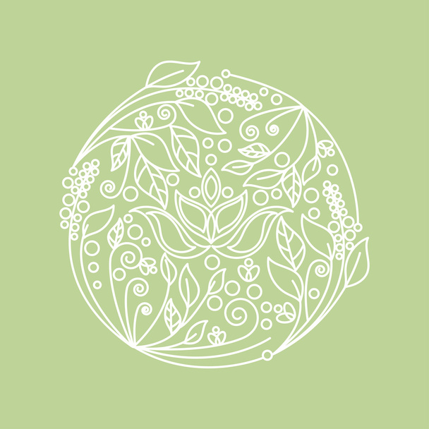 Abstract flower foliage round ornament. Vector illustration - Διάνυσμα, εικόνα