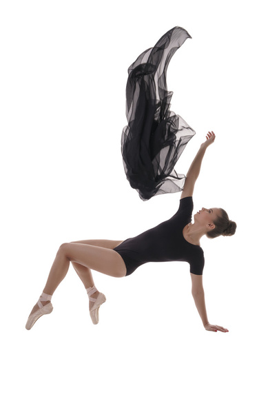Image of lovely ballerina dancing with cloth - Fotoğraf, Görsel