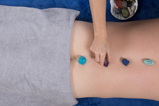Alternative medicine, therapist using gemstones for lithotherapy - Foto, immagini