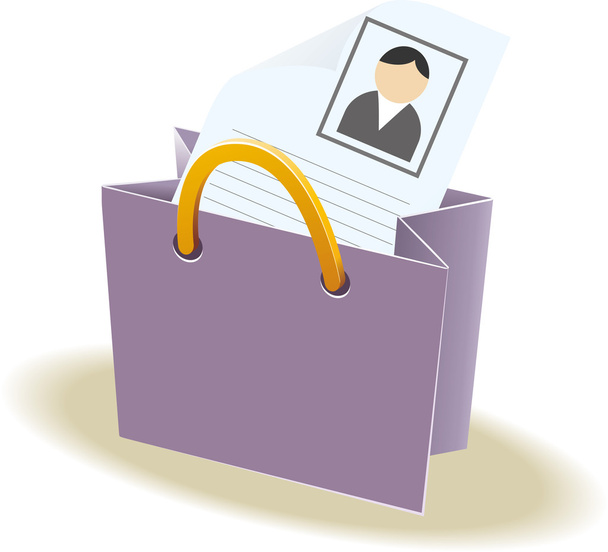 Paper shopping bag with paper handles. Business form inside - Vector, Image
