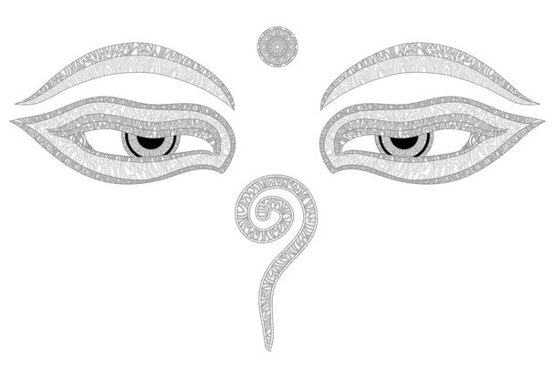 仏の目、ネパール、知恵と悟りのシンボル - ベクター画像