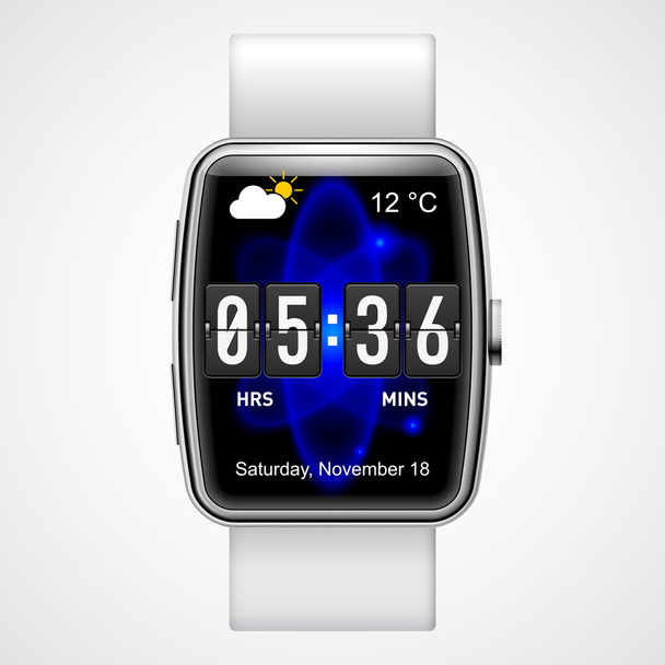 Smart digital wrist watch on white background - Vetor, Imagem