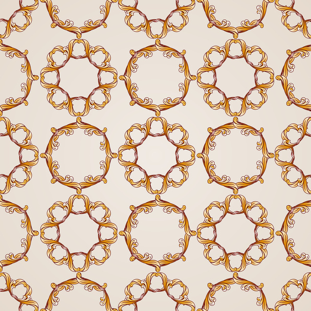 Seamless abstract floral pattern in the form of golden mesh - Vector, imagen