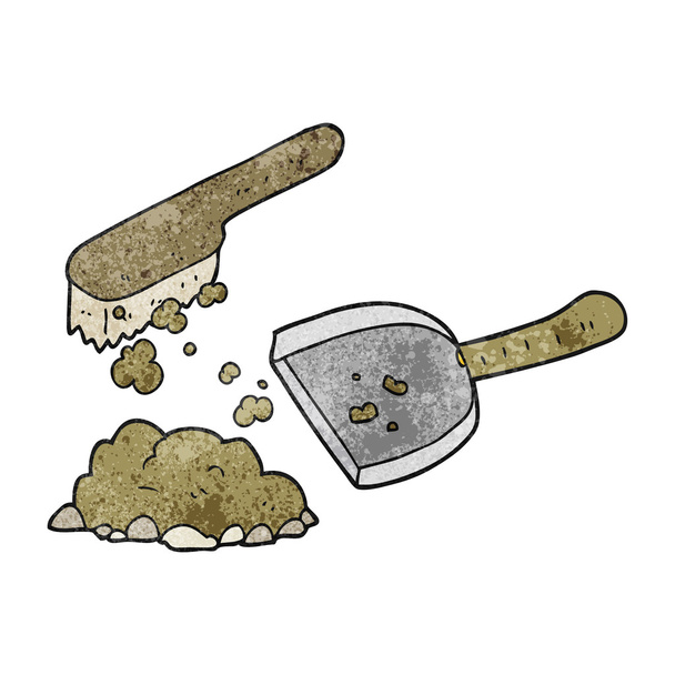 textured cartoon dust pan and brush - Vector, Image