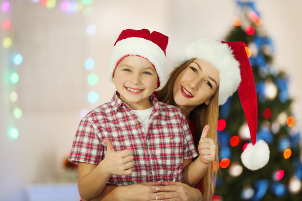 girl and boy in Christmas room - Photo, image