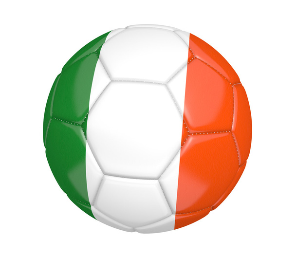 Футбол, также называемый футбольным мячом, с национальными цветами флага Ирландии
 - Фото, изображение