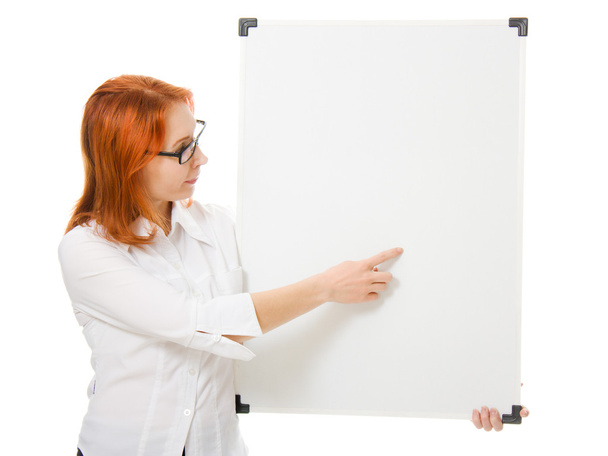 Young businesswoman showing blank signboard. - Photo, Image