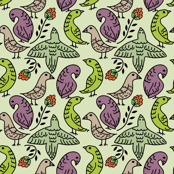 Seamless birds pattern - Vector, imagen
