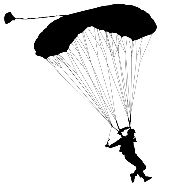 Skydiver, silhuetas paraquedismo ilustração vetor
 - Vetor, Imagem