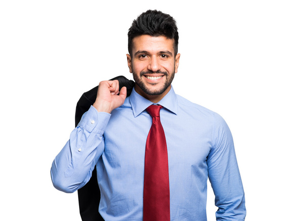 Smiling businessman on white - Foto, imagen