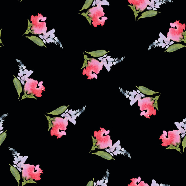 Seamless pattern with flowers watercolor. - Zdjęcie, obraz