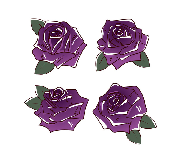 Set of a beautiful roses. Vector illustration. - Vektör, Görsel
