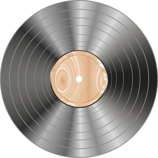 Vinyl wooden record isolated on white - Vettoriali, immagini