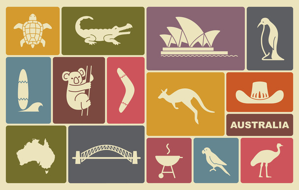Hagyományos ausztrál ikonok - Vektor, kép