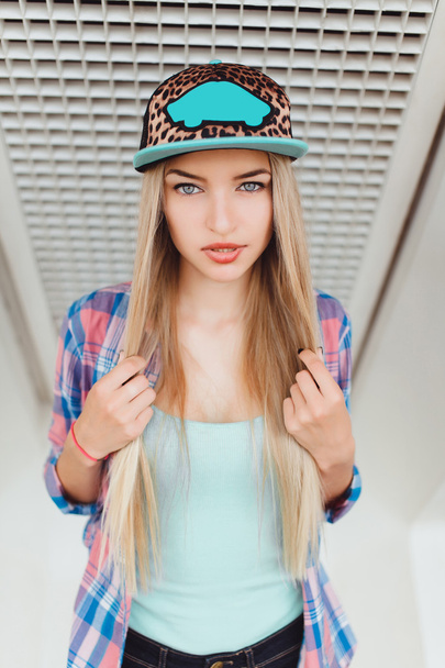 young hipster beautiful woman - 写真・画像