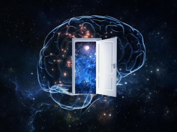 Ανοιχτή πόρτα για να εξερευνήσετε το μυστικό του ανθρώπινου εγκεφάλου - Φωτογραφία, εικόνα
