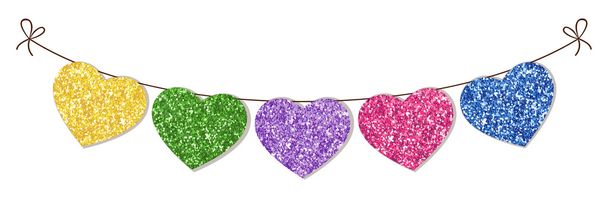 festive vintage glitter hearts - Vettoriali, immagini