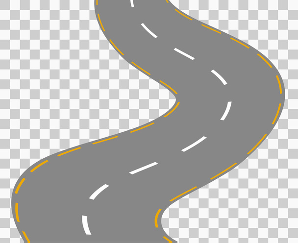 Καμπυλωτός δρόμος με λευκά σημάδια. Διάνυσμα - Διάνυσμα, εικόνα