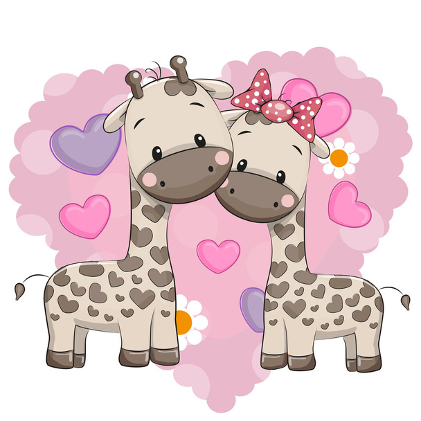 Two cute giraffes - Wektor, obraz