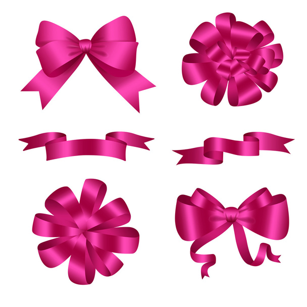 Bows and Ribbons Pink Set - Vector, Image