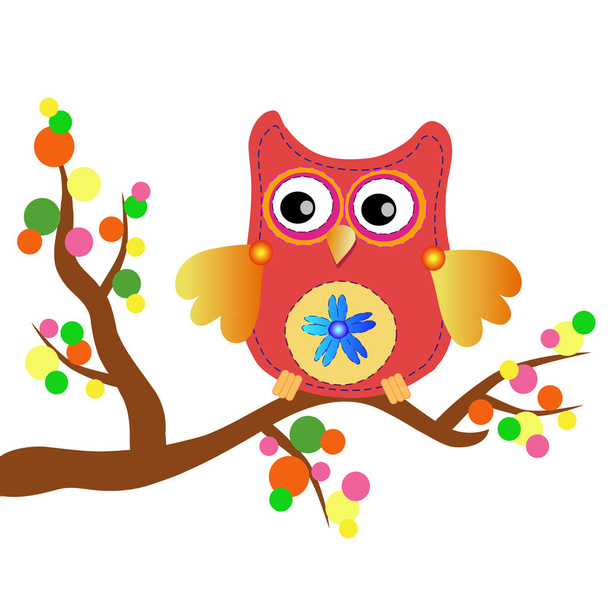 Little sweet owl message - Vektör, Görsel