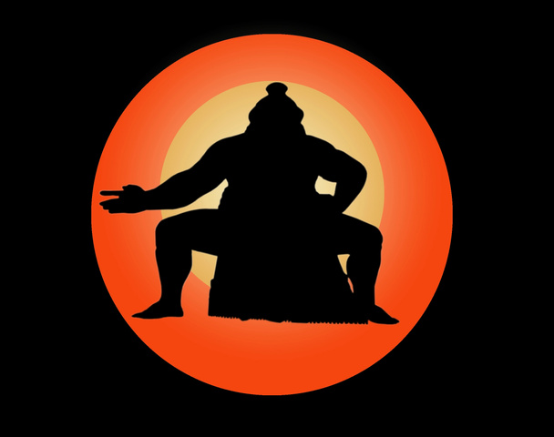 Silhouette einer Figur des japanischen Kämpfers - Foto, Bild