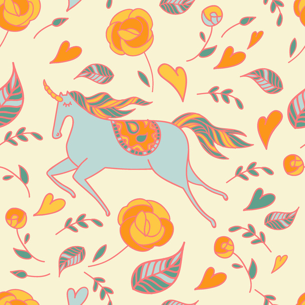 background with pink unicorns - Vector, Image