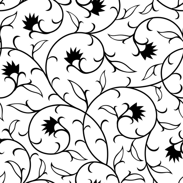 abstract flowers black seamless background - Vektör, Görsel