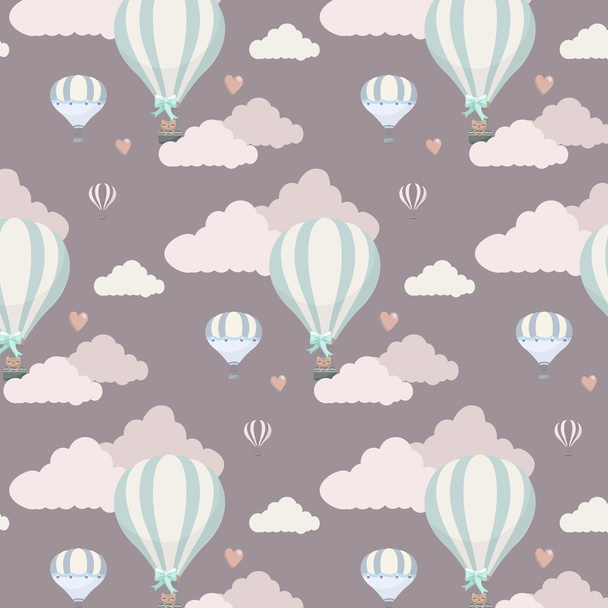 Lovely seamless pattern with clouds and balloons - Vektor, kép