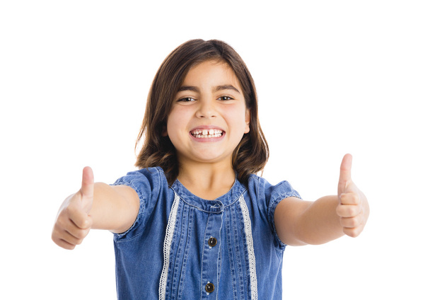 Beautiful girl with thumbs up - 写真・画像