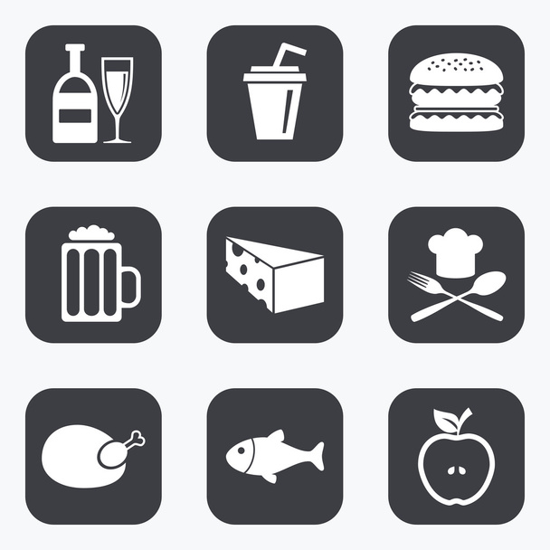 Food, drink icons - Вектор, зображення