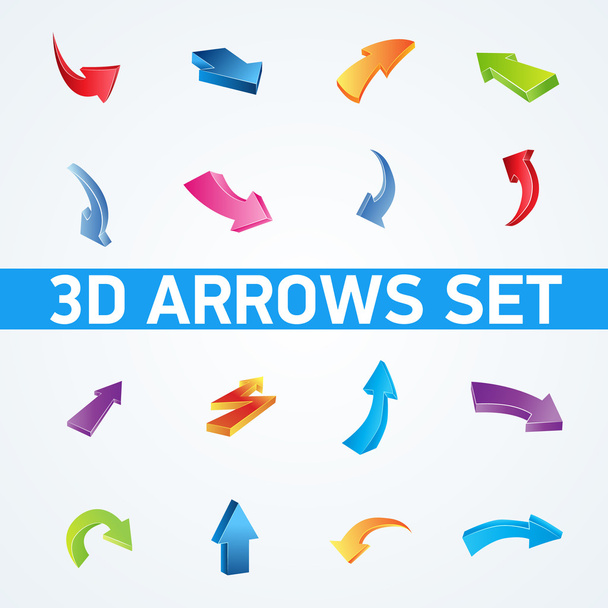 Colorful 3d vector arrows set - Vettoriali, immagini