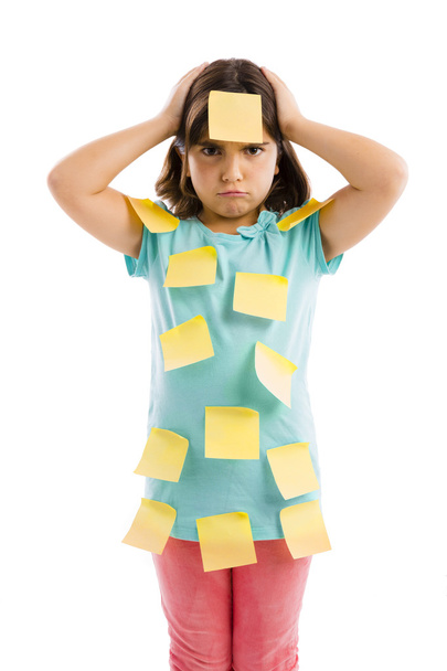 Girl with yellow notes - Photo, Image