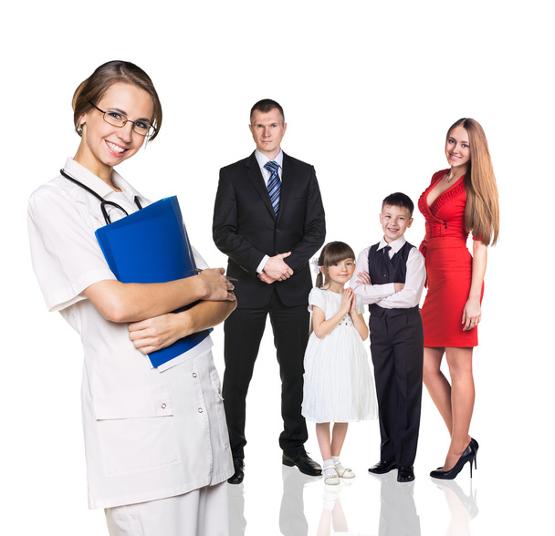 Family on medical examination with young doctor - Foto, Imagen