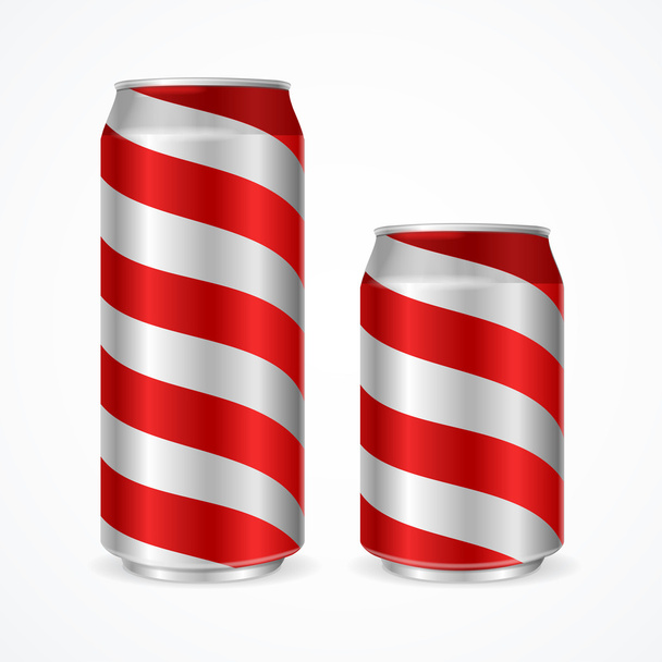 Aluminium Cans with Red Stripes. Vector - Vetor, Imagem