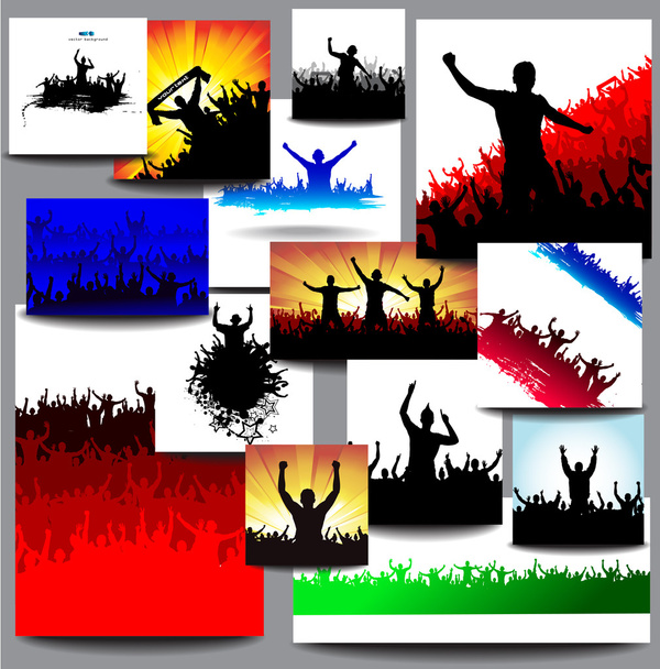 Bandeiras de coleção grande para campeonatos esportivos e concertos multicoloridos
 - Vetor, Imagem