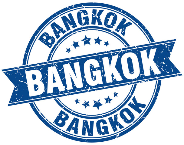 Bangkok blue round grunge vintage ribbon stamp - Vecteur, image