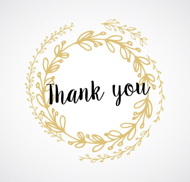 Thank you - card with gold laurel wreath and text - Vector, Image