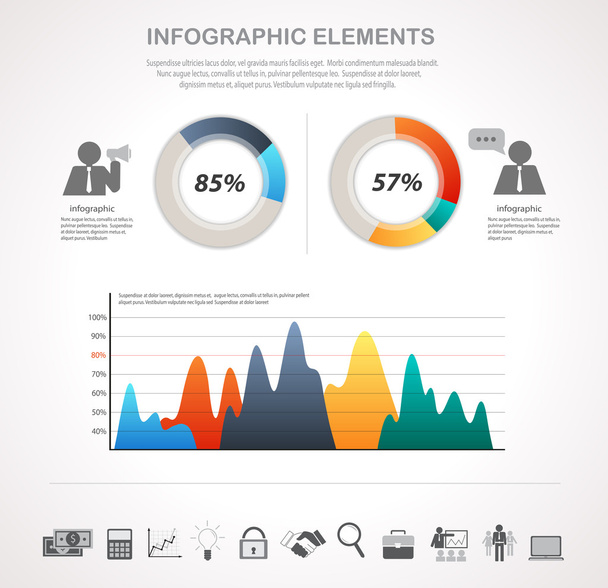 Business chart and infographic icons set - Vetor, Imagem