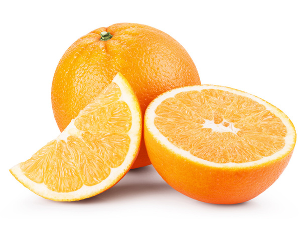 Orange fruits with slices - Fotoğraf, Görsel