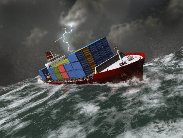 Buque de carga en un mar tormentoso
 - Foto, Imagen