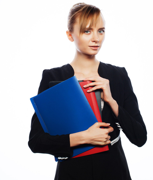 businesswoman with folders - Foto, afbeelding