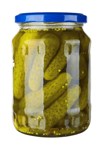 Glass jar with pickled cucumbers - Photo, Image