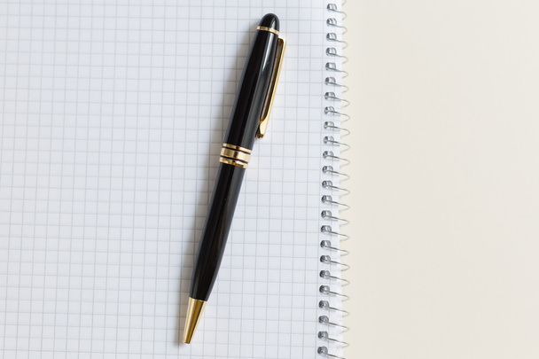 μαύρο στυλό με άσπρο μαξιλάρι ή το σημειωματάριο (Notepad) - Φωτογραφία, εικόνα