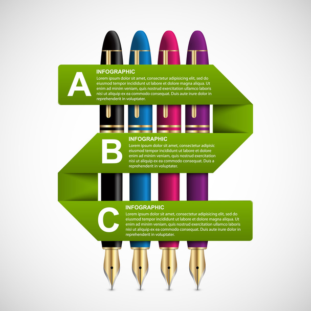 Business infographic design template. Colored ink pens. Vector illustration. - Vektori, kuva