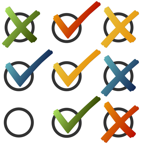 colored check marks and crosses - Vector, Image