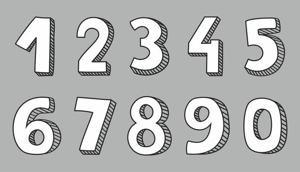 White vector numbers isolated on grey background - Vector, Image